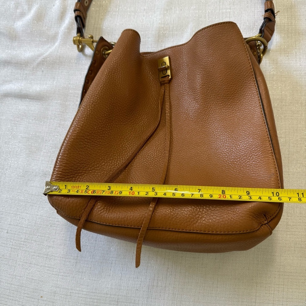 Rebecca Minkoff Darren Leather Hobo Shoulder Crossbody Bag Caramello Brown - Picture 5 of 14
